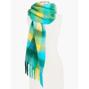 Talbots Symphony Plaid Blanket Scarf 15” X 70”